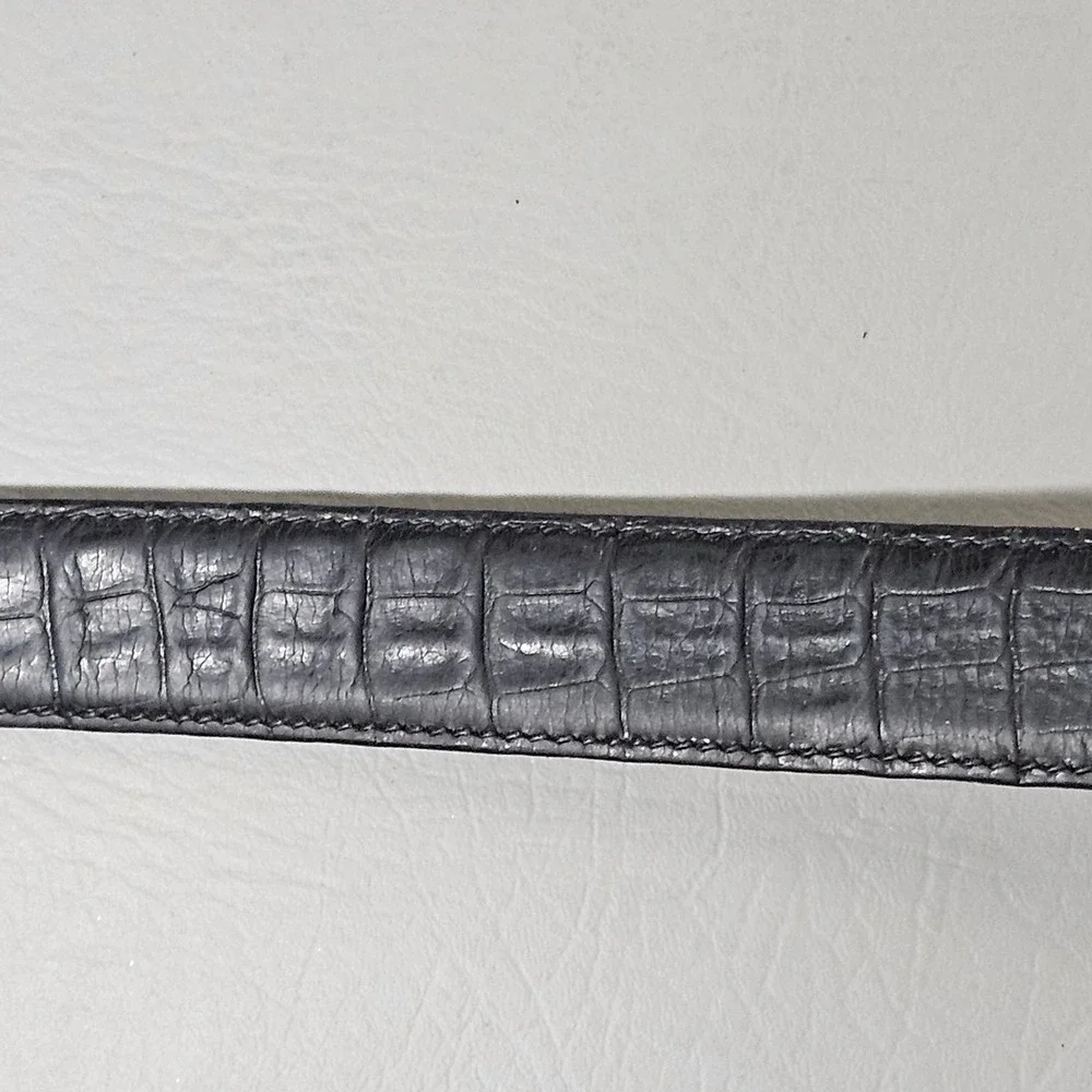 Trafalgar Mens Black Wallaroo Grained Calf Leather Belt Size 40 USA